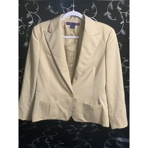 Ralph Lauren Collection Purple Label Cream Silk Single Button Blazer Sz 14